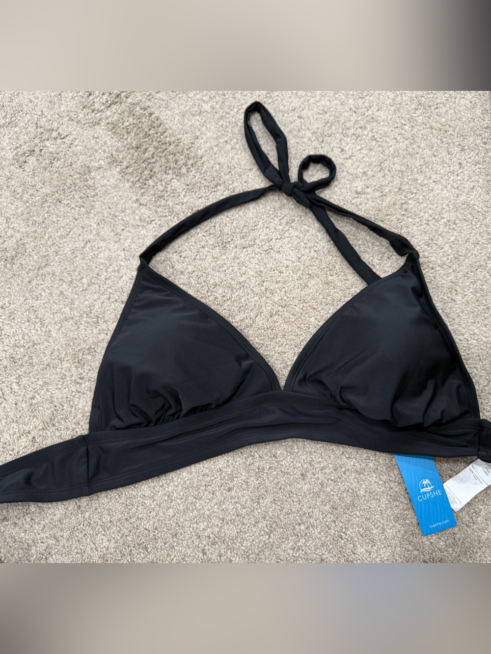 Cupshe Black Triangle Tie Bikini Top